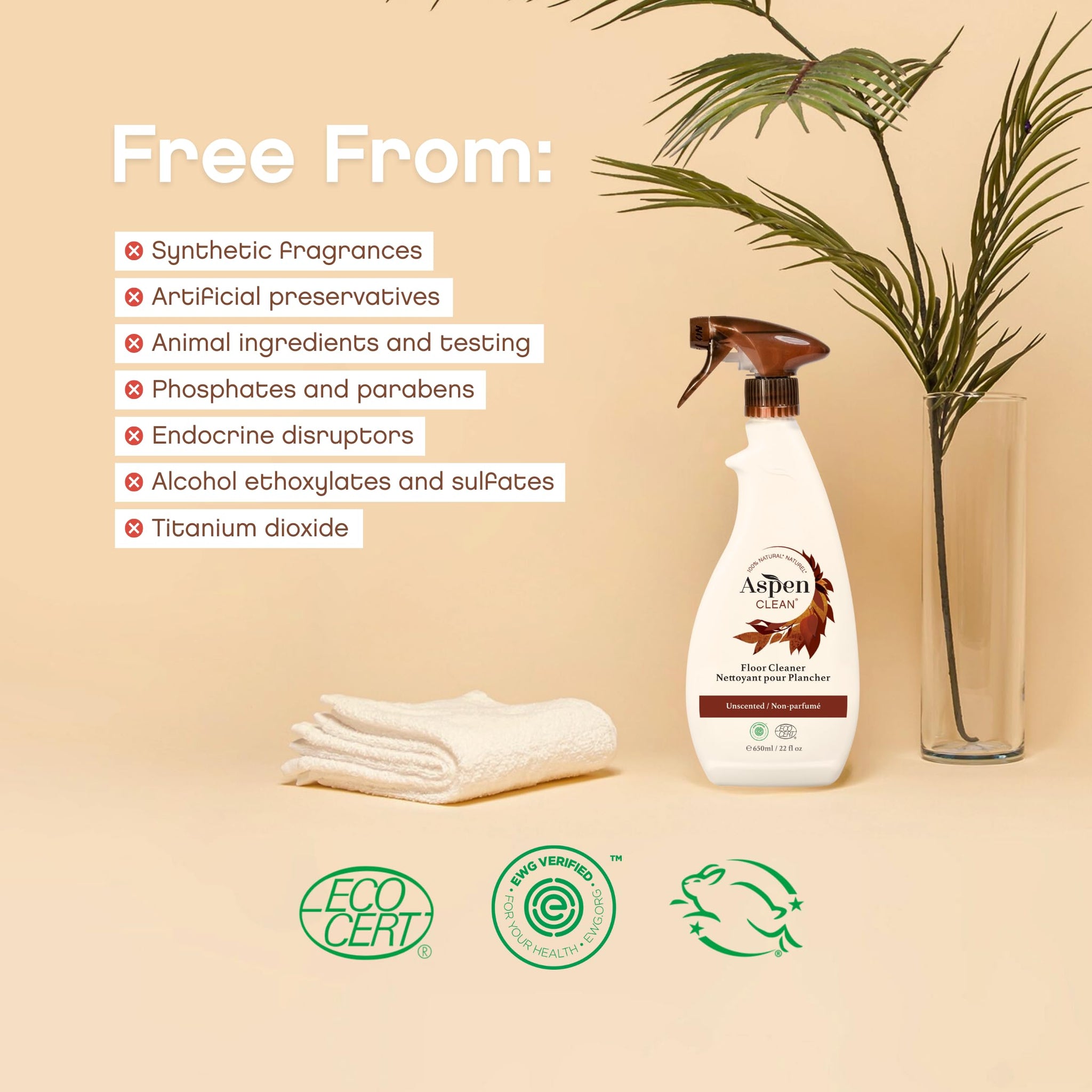 AspenClean Floor Cleaner | Eco-Friendly Spray Cleaner for Hardwood, Laminate, Stone & Ceramic | Non-Toxic | Made with Natural Ingredients | EWG