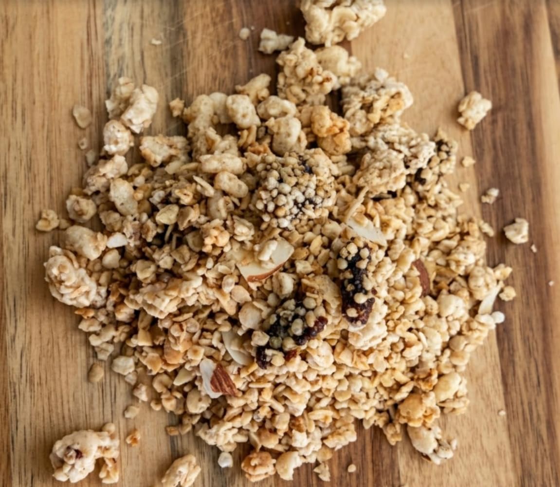 Kin Kitchen non-GMO Granola & Organic Quinoa Crisps, in a Glass Jar Recyclable and Resusable. Made with Real Fruit. No Aritificial Colors, Flavors, or
