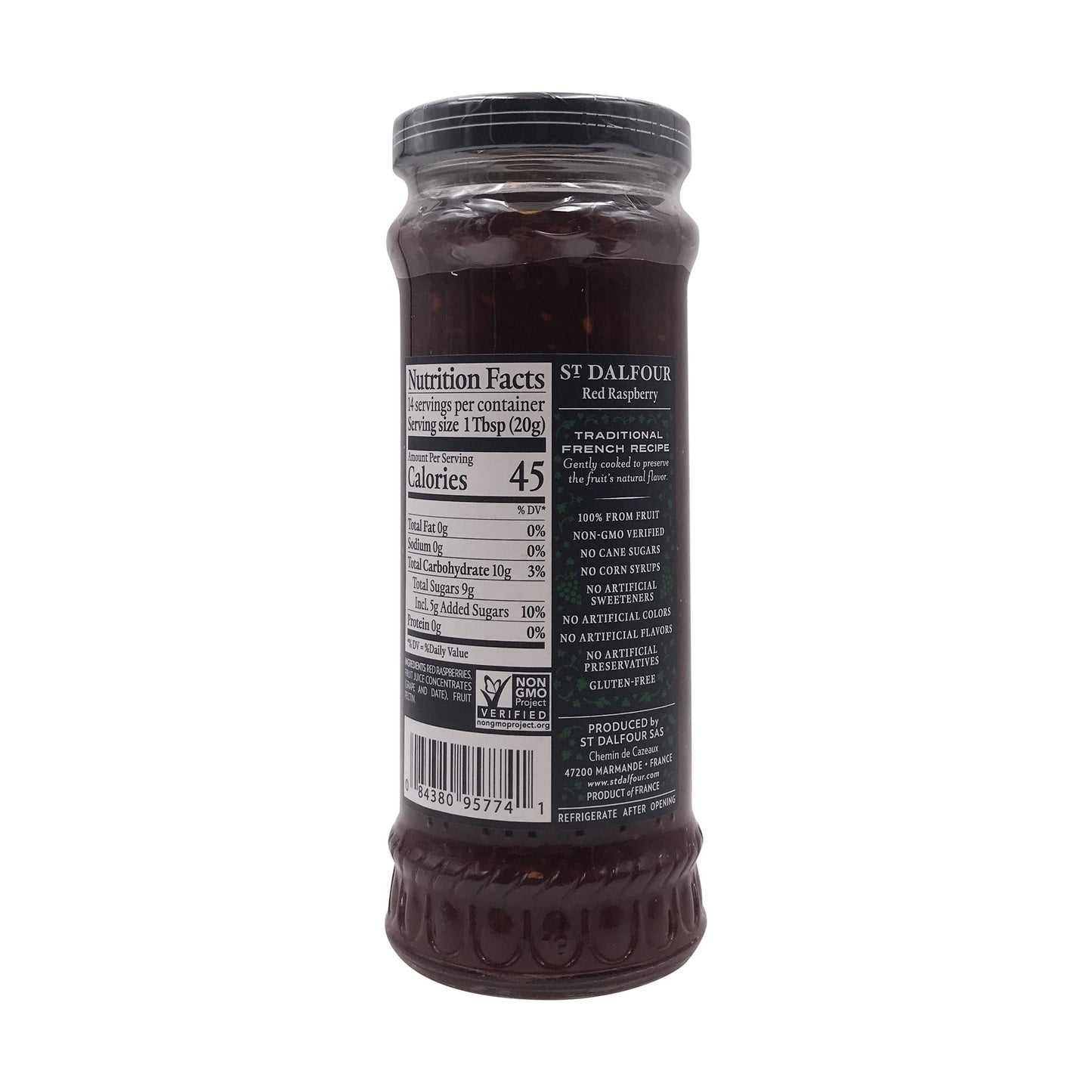 St. Dalfour Red Raspberry Fruit Spread - 10oz - 100% from Fruit, No Artificial Ingredients, Non-GMO, No Cane Sugars, All Natural, Made in France