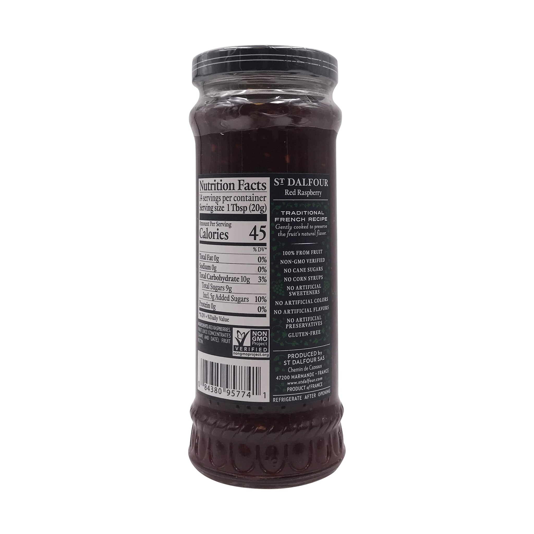 St. Dalfour Red Raspberry Fruit Spread - 10oz - 100% from Fruit, No Artificial Ingredients, Non-GMO, No Cane Sugars, All Natural, Made in France