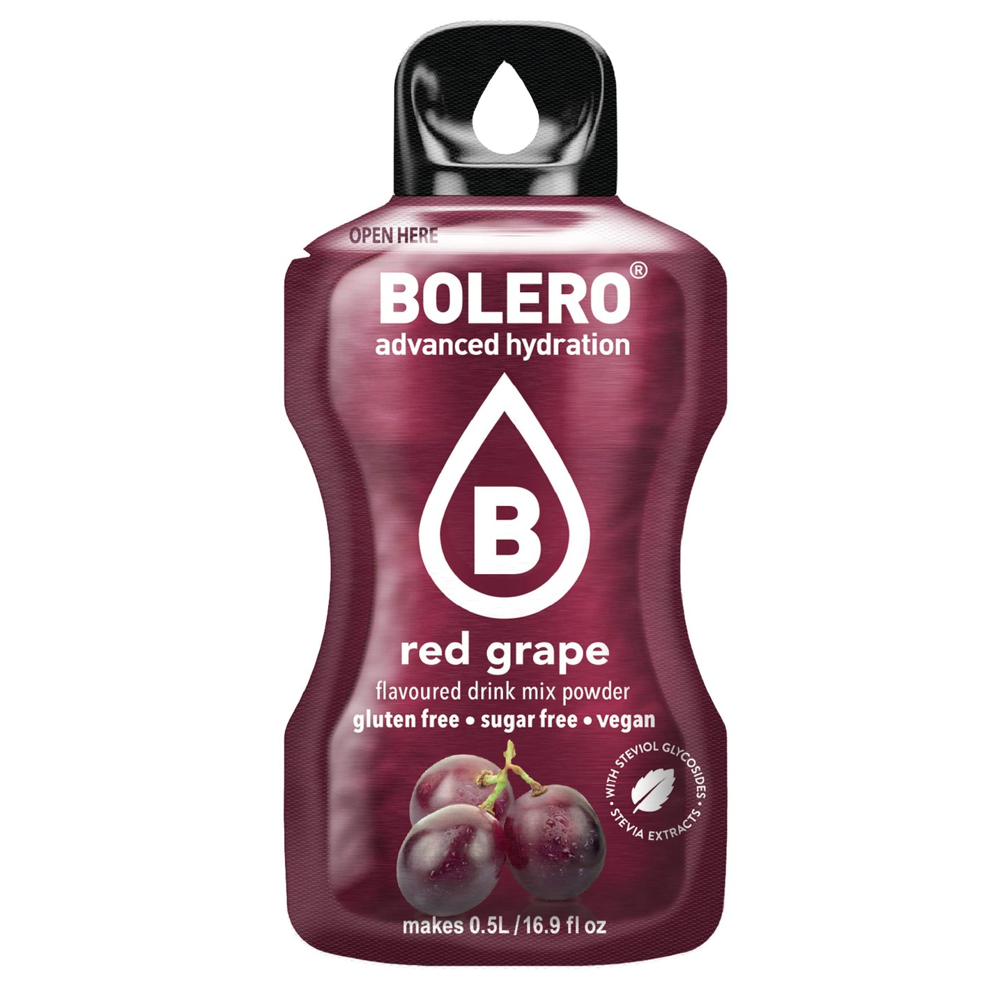 Bolero- Sugar Free Drink Mix Packets Red Grape Fruit Flavors | Powdered Flavored Water Packets | 36 Small Sachet On The Go Packets