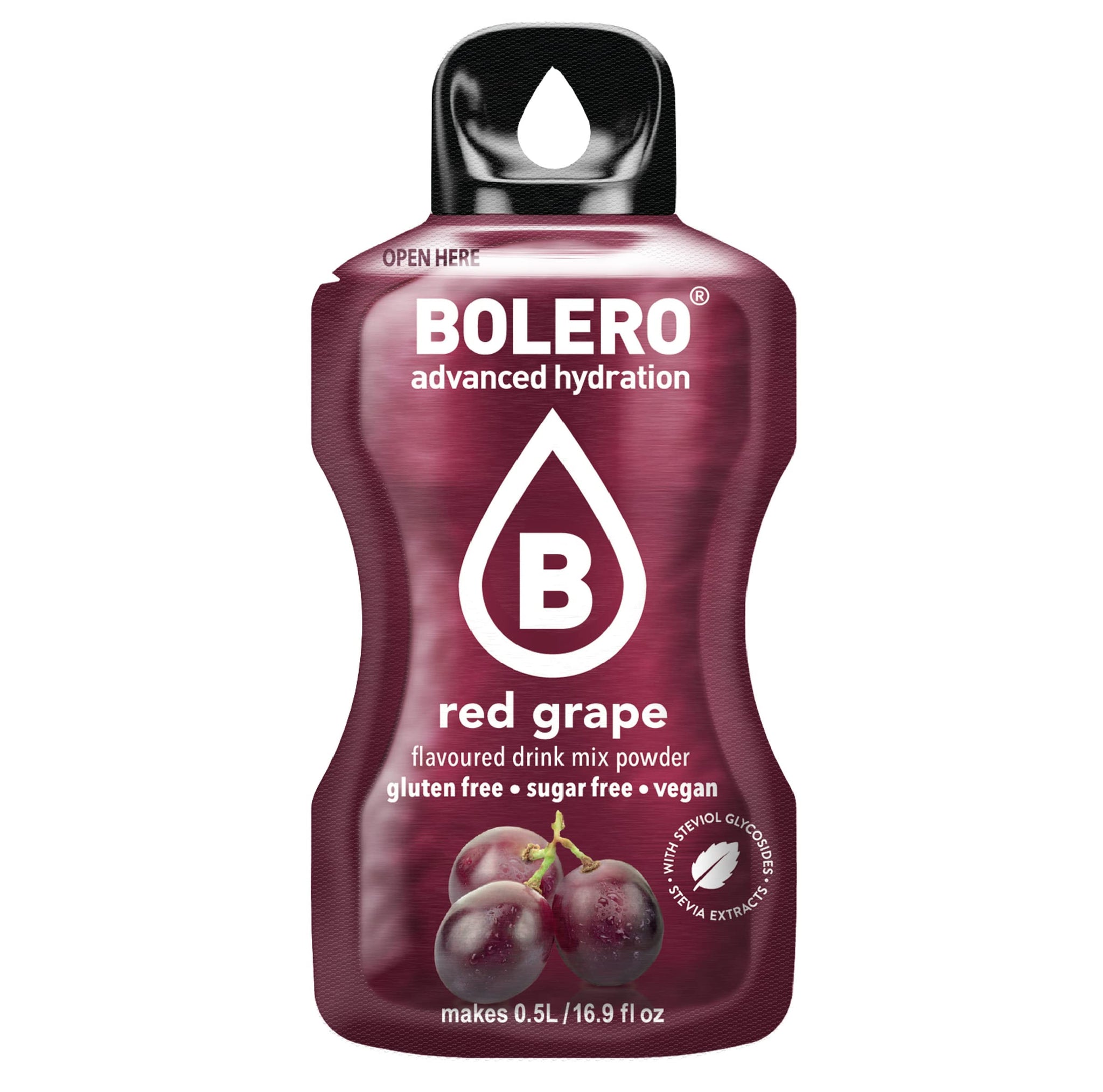 Bolero- Sugar Free Drink Mix Packets Red Grape Fruit Flavors | Powdered Flavored Water Packets | 36 Small Sachet On The Go Packets