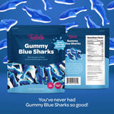 Blue Sharks Gummy Candy - 2 Pound Bulk Pack - Blue Raspberry Marshmallow Flavor