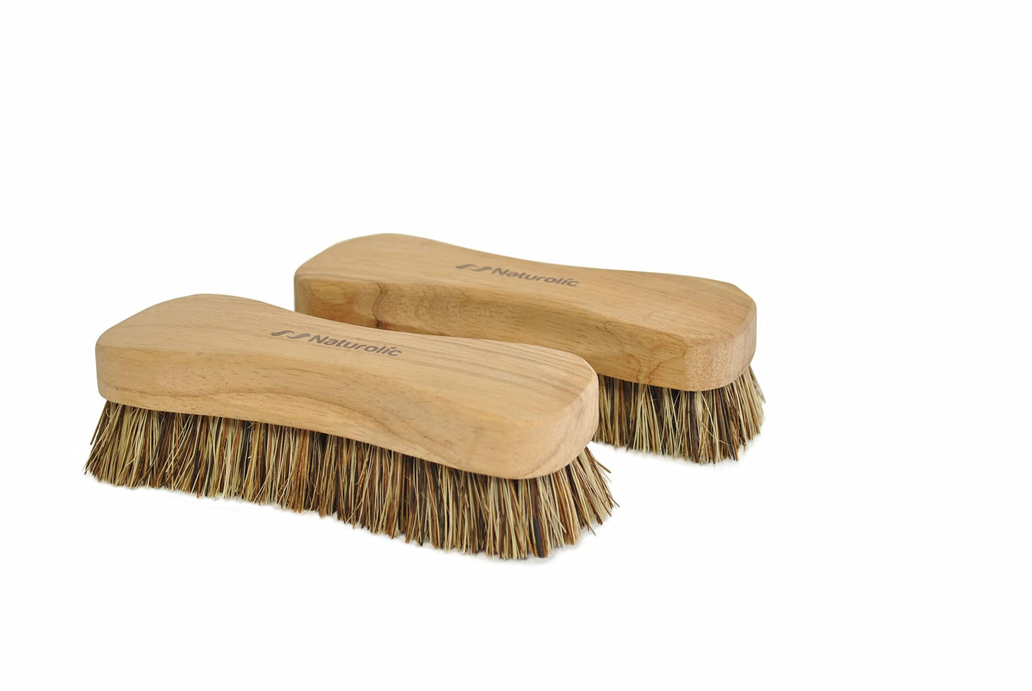 Naturolic All-Natural Wooden Scrub Brush Set | Wooden Handle | Palmyra Bristle Brush for Cleaning | Eco Friendly Cleaning Products | Scrub Brush Set
