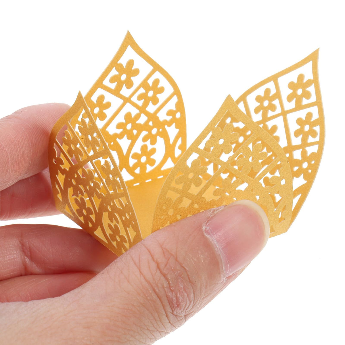 LOPUNER 50pcs Gold Hollow Truffle Cups Chocolate Packaging Paper Decorative Dessert Wrappers for Wedding Party Table Decor