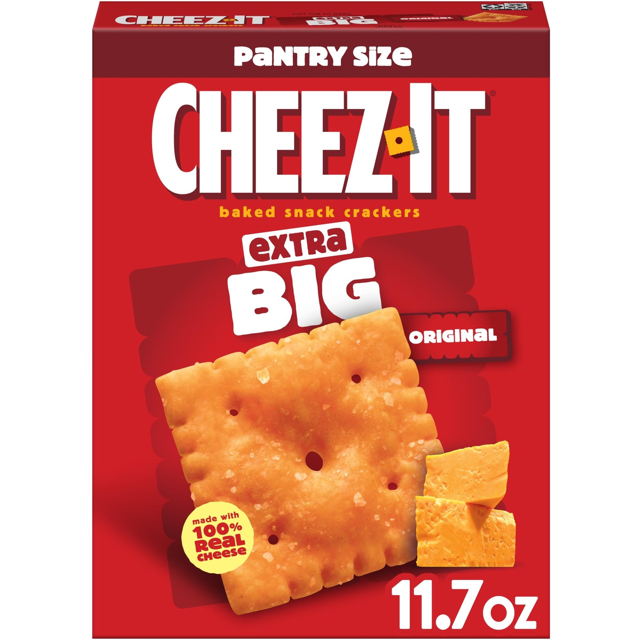 Cheez-It Cheese Crackers, Baked Snack Crackers, Lunch Snacks, Extra Big, 11.7oz Box (1 Box)