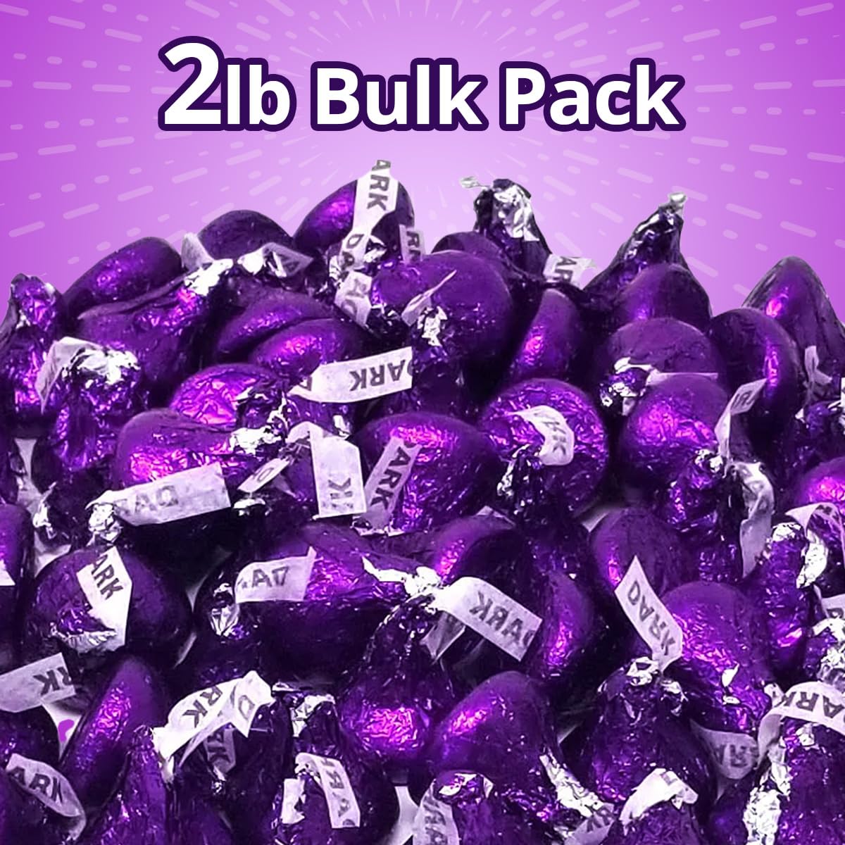 Bulk Dark Chocolate Candy for Special Melt-in-Your-Mouth Indulgence, Individually Wrapped in Purple Foils Mildly Sweet Dark Chocolate Treat Bulk Pack