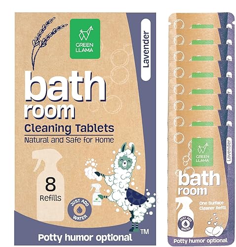 Green Llama Bathroom Cleaner Refill 8-Pack: Certified Compostable Packaging, Eco-Friendly & Sustainable Natural Cleaning Solution for a Sparkling