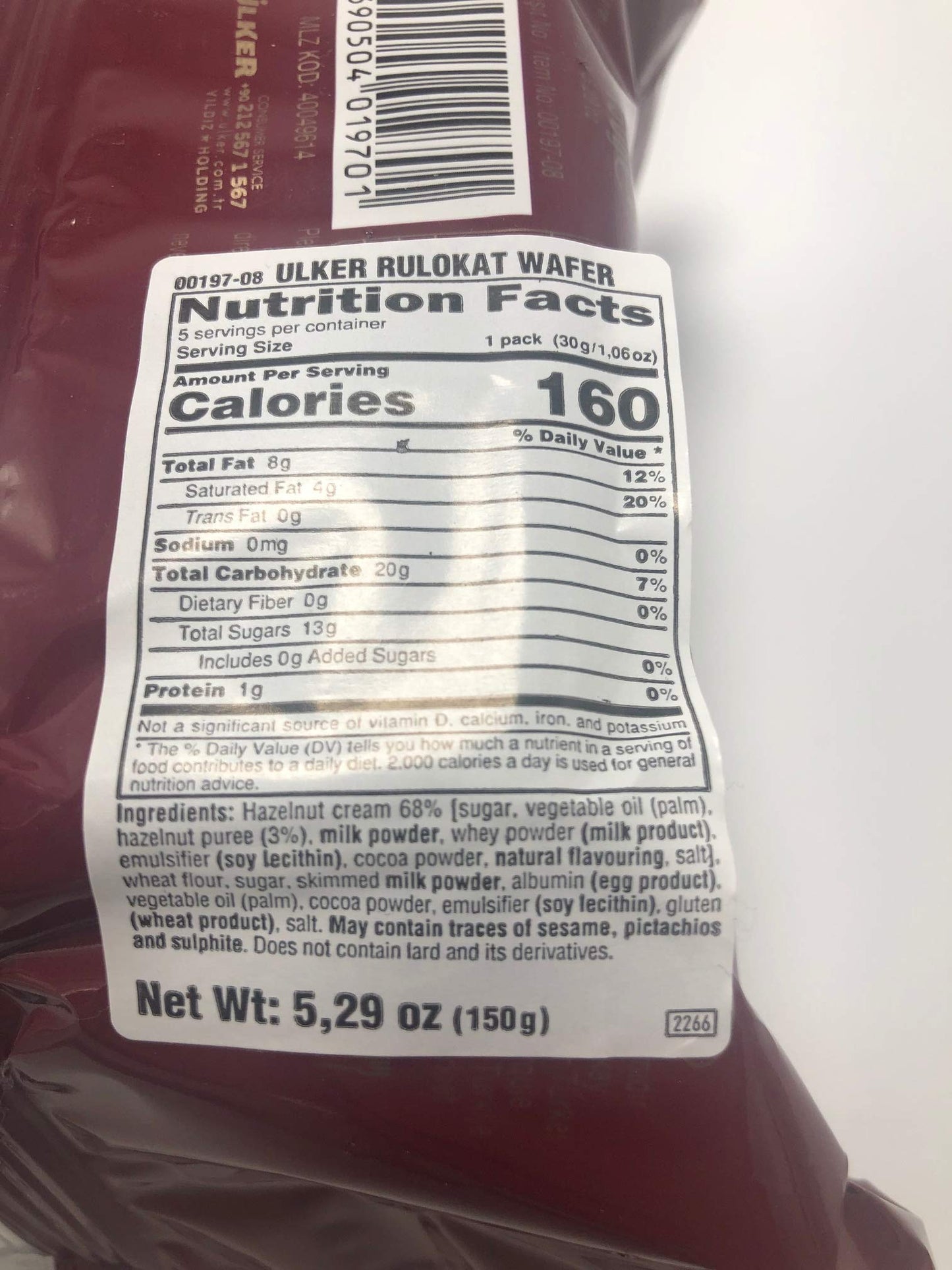 Ulker Rulokat Wafer 5.29oz (150gr) PACK of 3