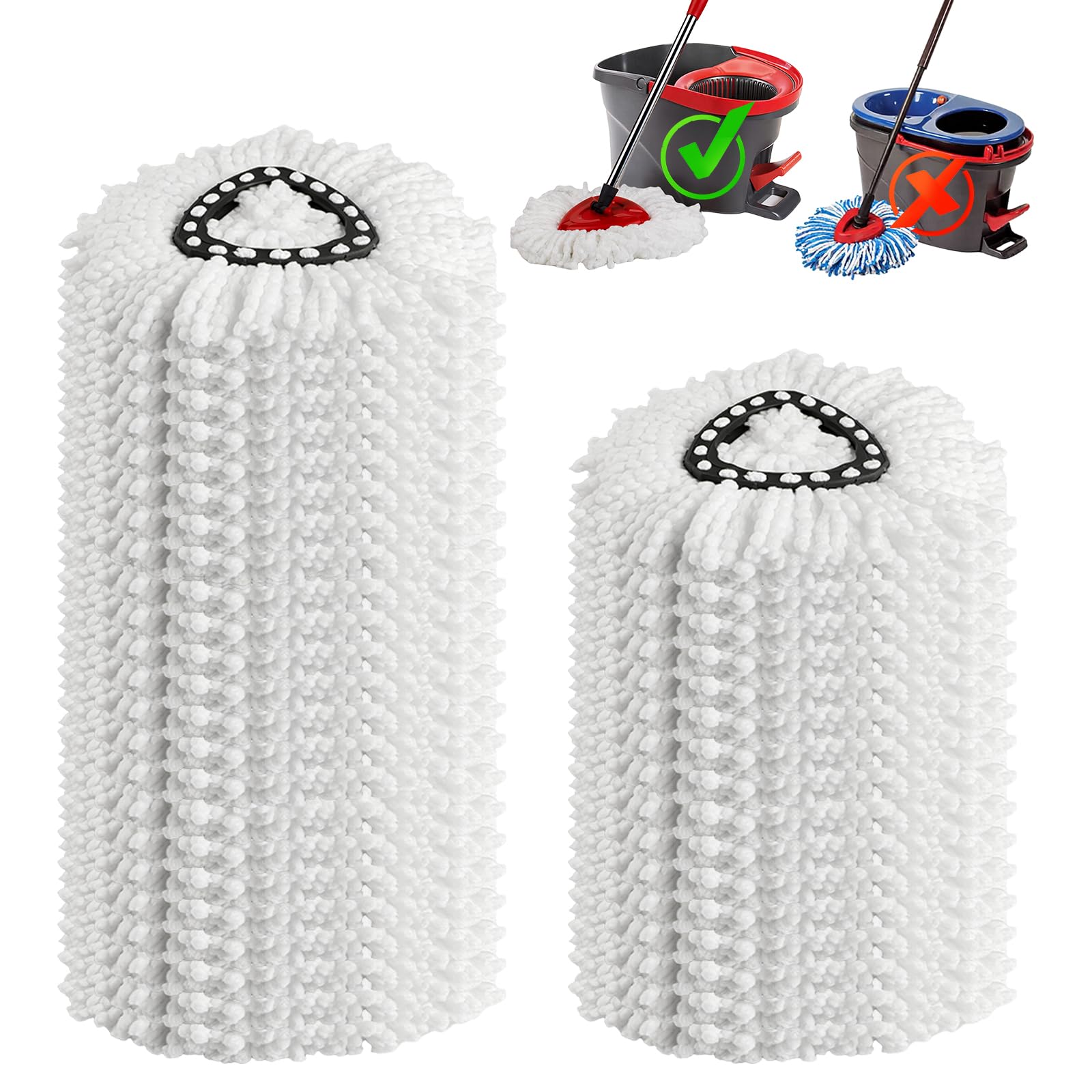 20 Pack Spin Mop Replacement Heads,100% Microfiber Mop Heads Replacements Compatible with OCeda Easywring 1-Tank System,Spinning Mop Replace Head