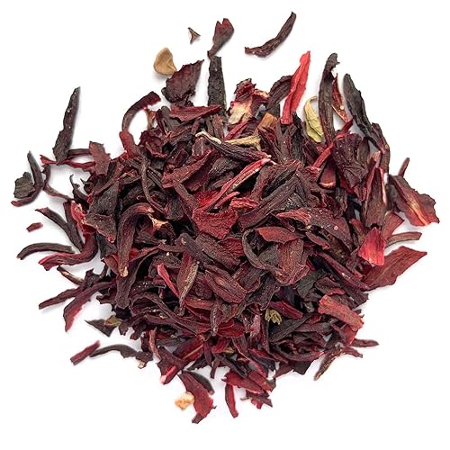Organic Hibiscus Flower Cut & Sifted, by Herb Co, Hibiscus Sabdariffa, from Germany & Egypt, Kosher, for Hot or Cold Beverages, Tea, Jams, Baked