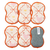 Bright Habits Sponge Set in Hens Pink, 6 Pack Super Absorbent Washable Reusable Cleaning Sponges Made from Recycled Materials, Durable Eco Friendly