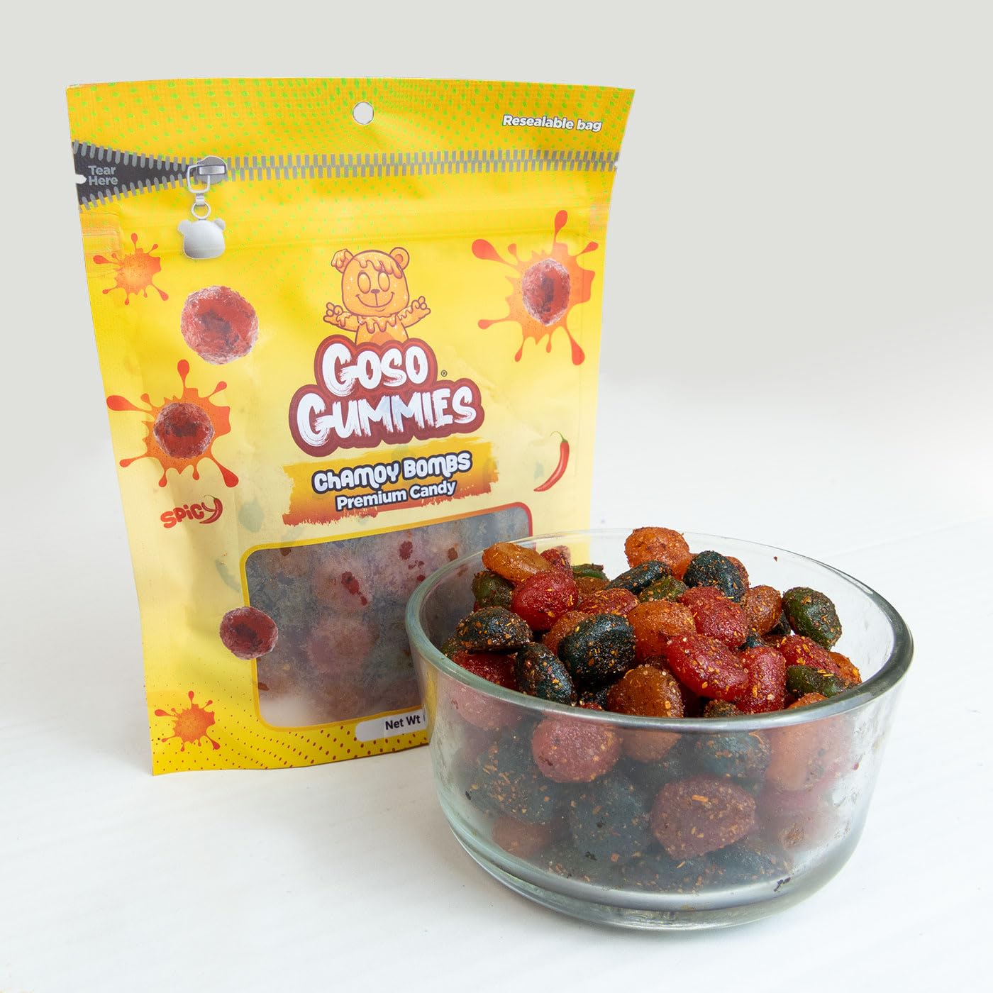 Goso Gummies Spicy Chamoy Gusher Bombs - 6oz Bag - Tangy Chamoy Candy