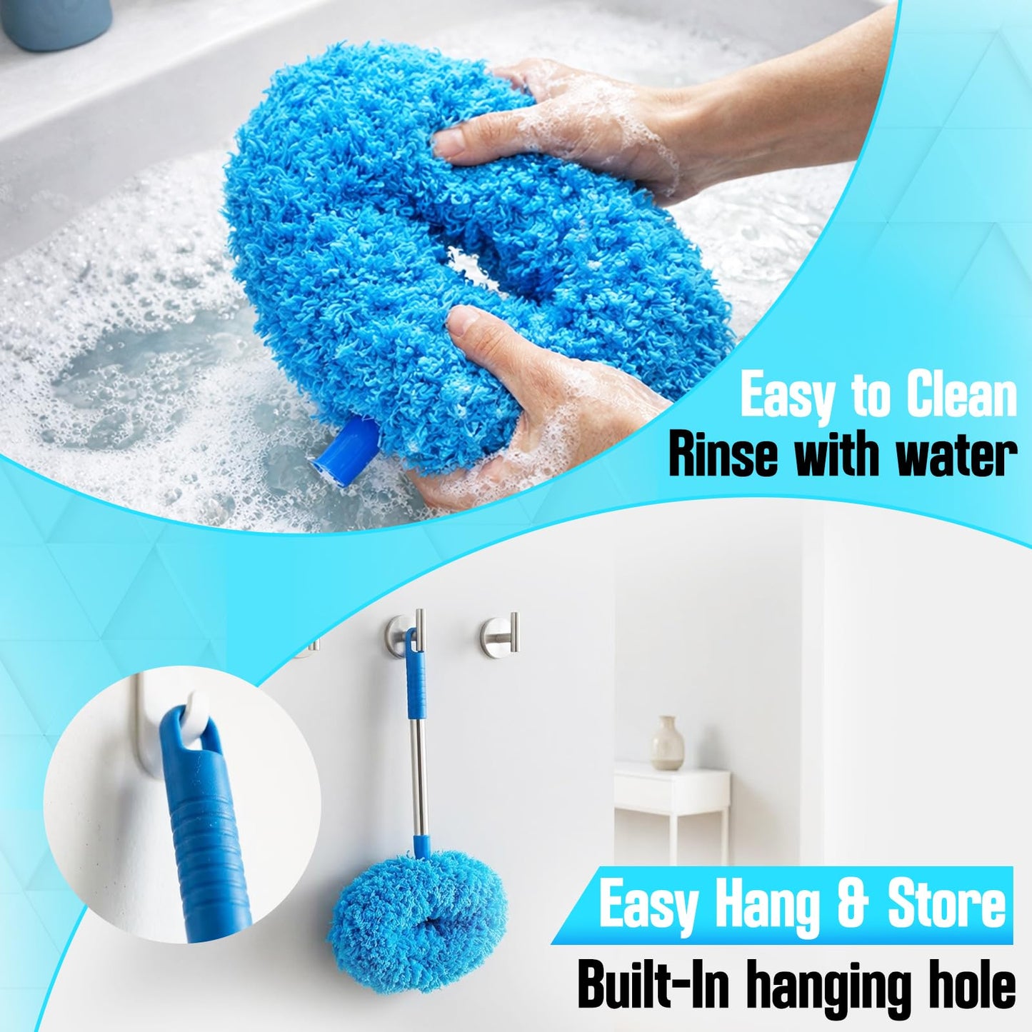 Ceiling Fan Cleaner Duster with Extension Pol, 12 to 51 Inch Duster Length, Reusable Microfiber Dusters for Cleaning Fan Blades, Cobwebs, Walls