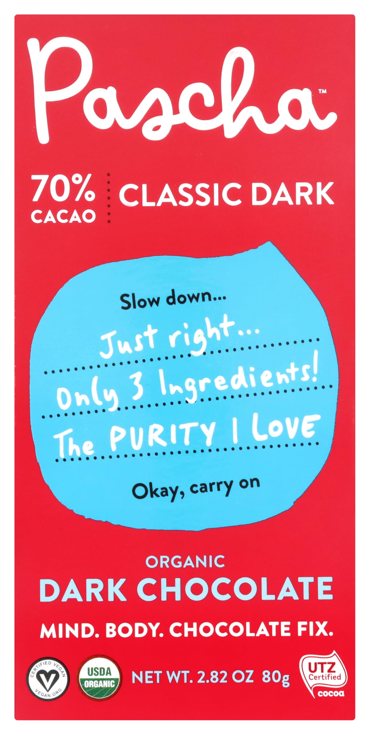 Organic Chocolate Dark, 70% Cacao Pascha Organic 1 (2.82 oz) Bar