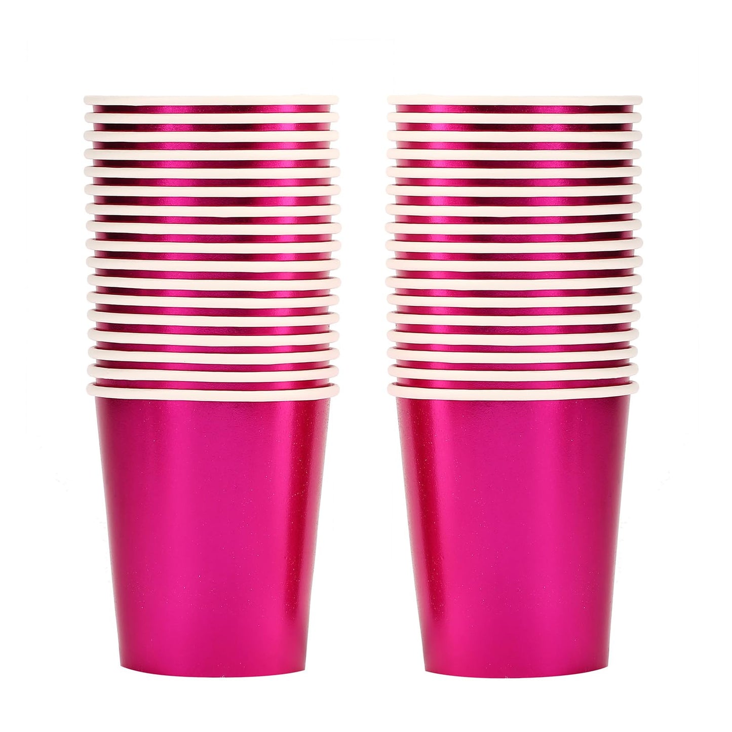 ZebrAnt Rose Red Paper Cups 9 oz [50 pack] Disposable Party Cup for Hot Cold Drinks Tea Coffee Water Milk Juice Glitter Holographic Red Picnic Home