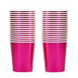 ZebrAnt Rose Red Paper Cups 9 oz [50 pack] Disposable Party Cup for Hot Cold Drinks Tea Coffee Water Milk Juice Glitter Holographic Red Picnic Home