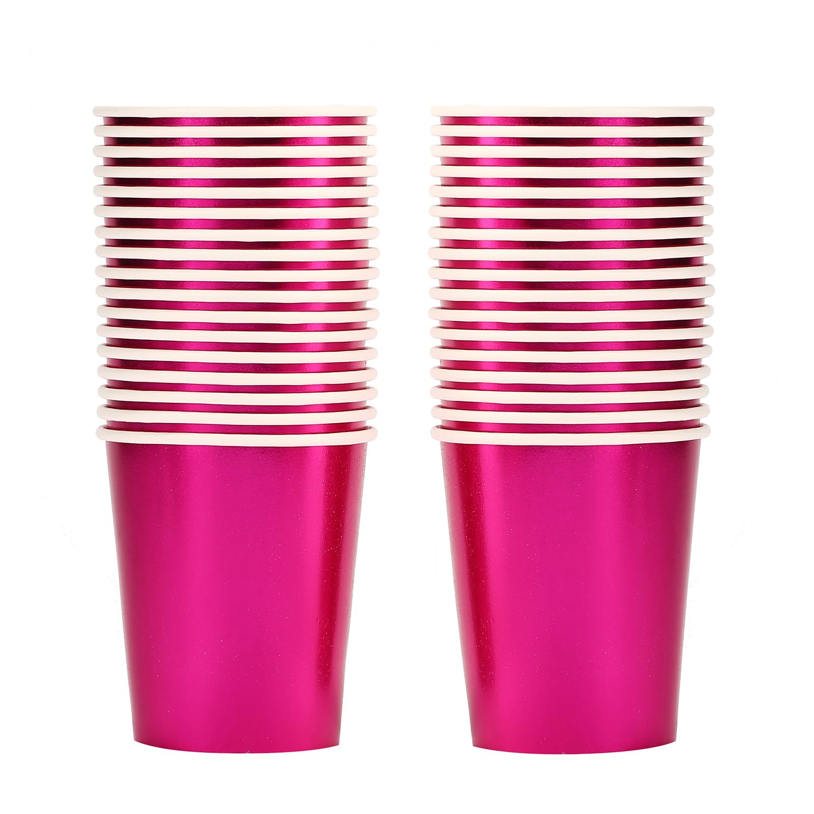 ZebrAnt Rose Red Paper Cups 9 oz [50 pack] Disposable Party Cup for Hot Cold Drinks Tea Coffee Water Milk Juice Glitter Holographic Red Picnic Home
