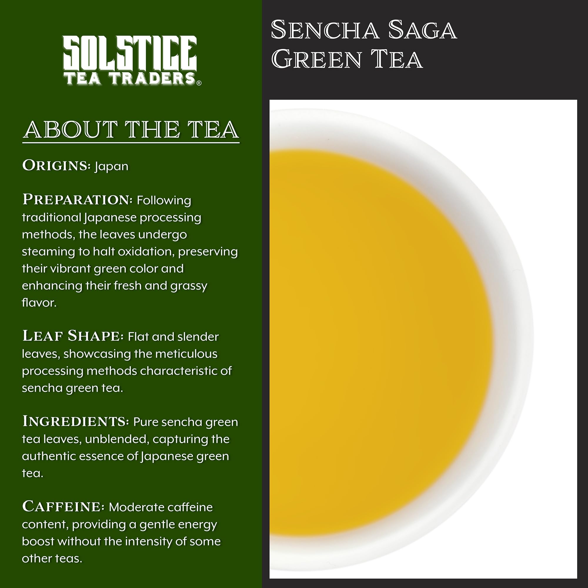 Solstice Loose Leaf Sencha Green Tea, 1 LB, Bulk 16-Ounces Japanese Style Green Sencha Tea - Approx 200+ Cups