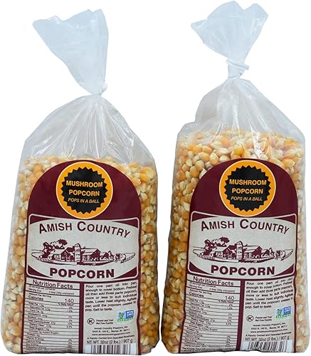 Amish Country Popcorn | 2-2 lb Bags | Mushroom Popcorn Kernels | Old Fashioned, Non-GMO and Gluten Free