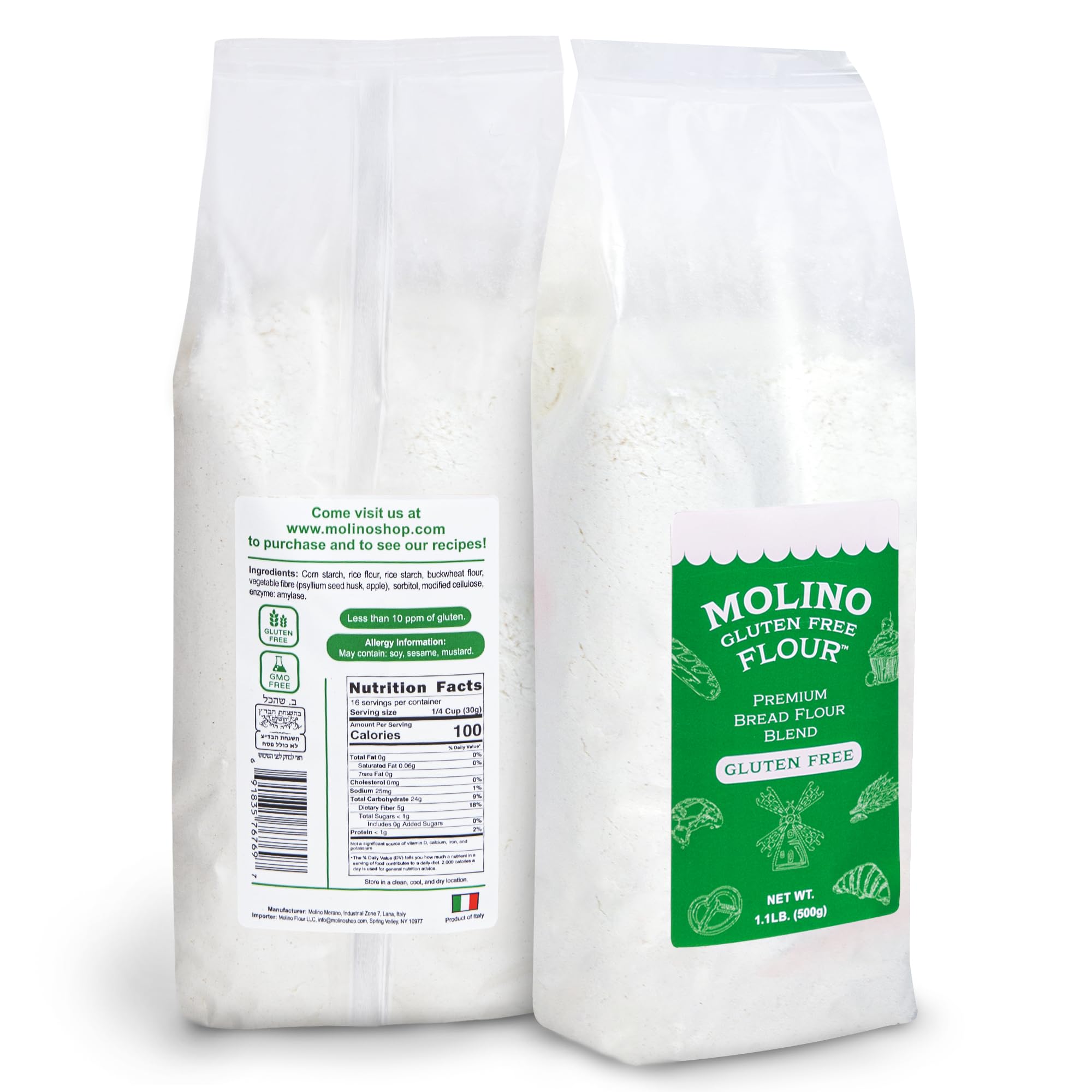 Molino Flour Molino Gluten Free Flour All Purpose Flour Variety Pack 1.1 Pounds Per Bag (6 Pack)