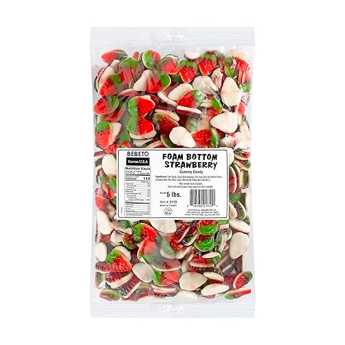 Kervan Candy Bebeto Foam Bottom Strawberry Gummies - Fruity, Soft & Sweet Gummy Candy Bulk for Kids, Gift Snacks and Parties - Strawberry Gummies Big