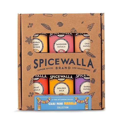 Spicewalla Masala Indian Spice 6 Pack | Chai Masala, Tandoori Masala, Garam Masala, Chaat Masala, Chai Masala, Madras Curry Powder | Non-GMO, Indian
