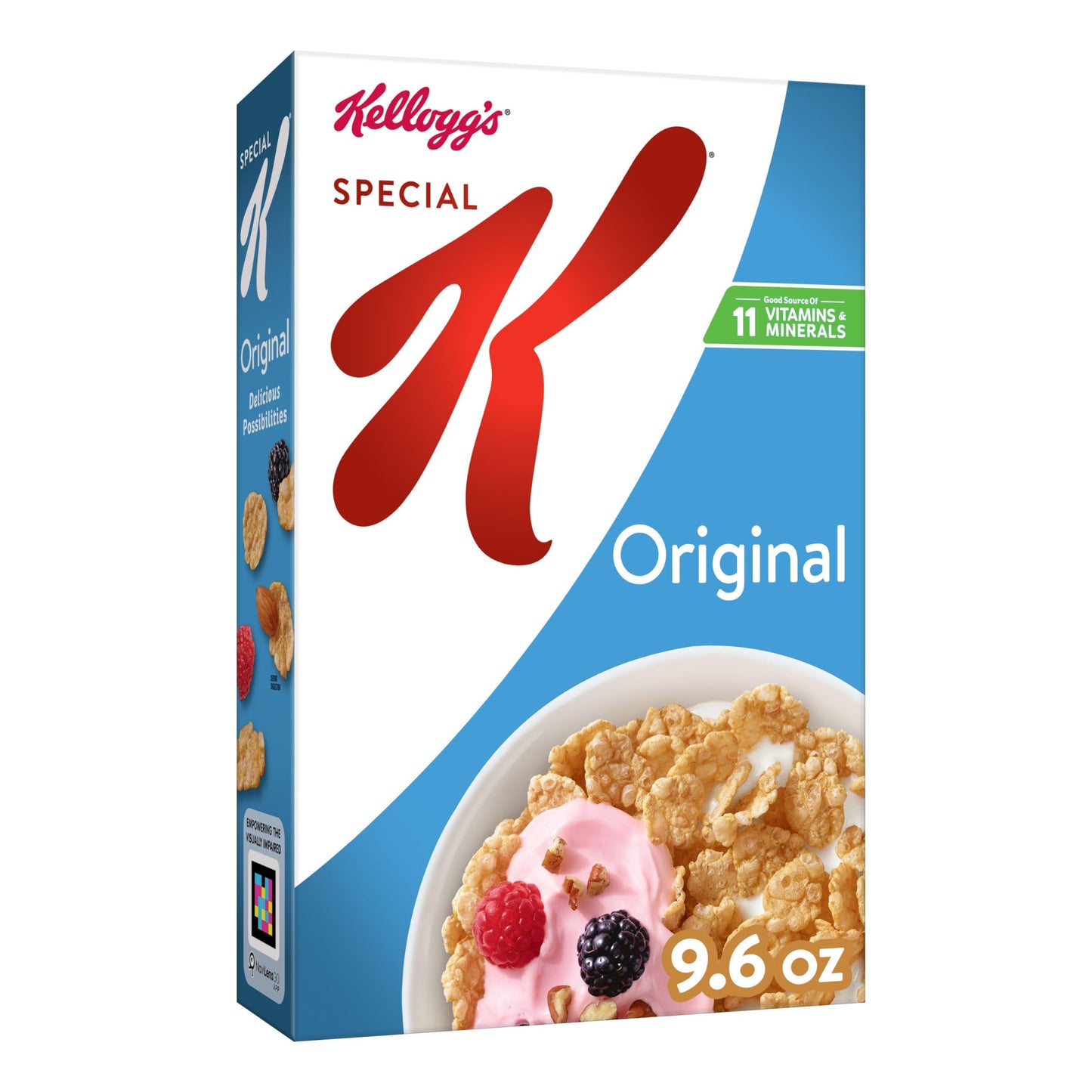 Special K Breakfast Cereal, 11 Vitamins and Minerals, Made with Folic Acid, B Vitamins and Iron, Original, 9.6oz Box (1 Box)