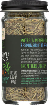 Frontier Co-op Organic Whole Rosemary Leaf, 0.85 Ounce Bottle, Pungent, Herbaceous, Fresh Earthy Taste & Aroma, Kosher
