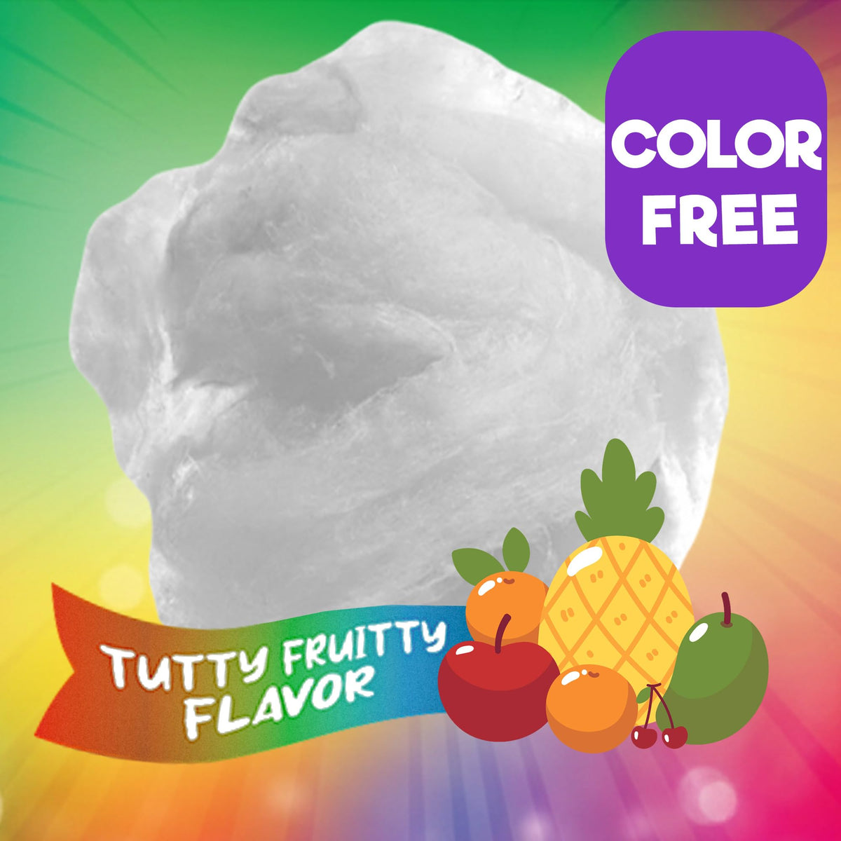White Cotton Candy 10-Pack, Tutti Frutti - Dye Free Party Favors, Kosher