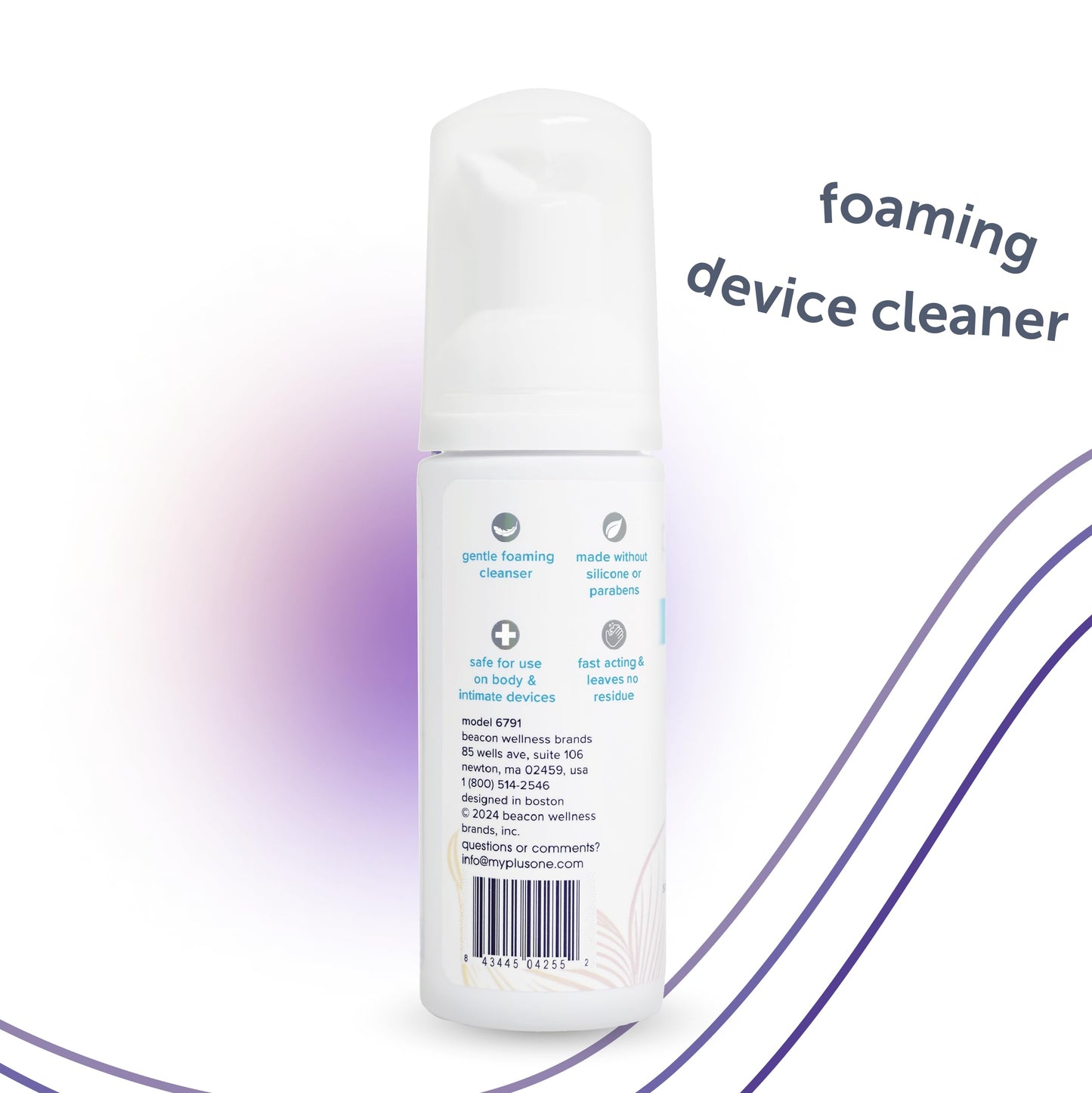 plusOne Adult Toy Foaming Cleaner, Fragrance Free, Pro-Skin Gentle Formula, Non-Sticky, No Scrubbing, Easy To Use Dispenser, TSA Approved