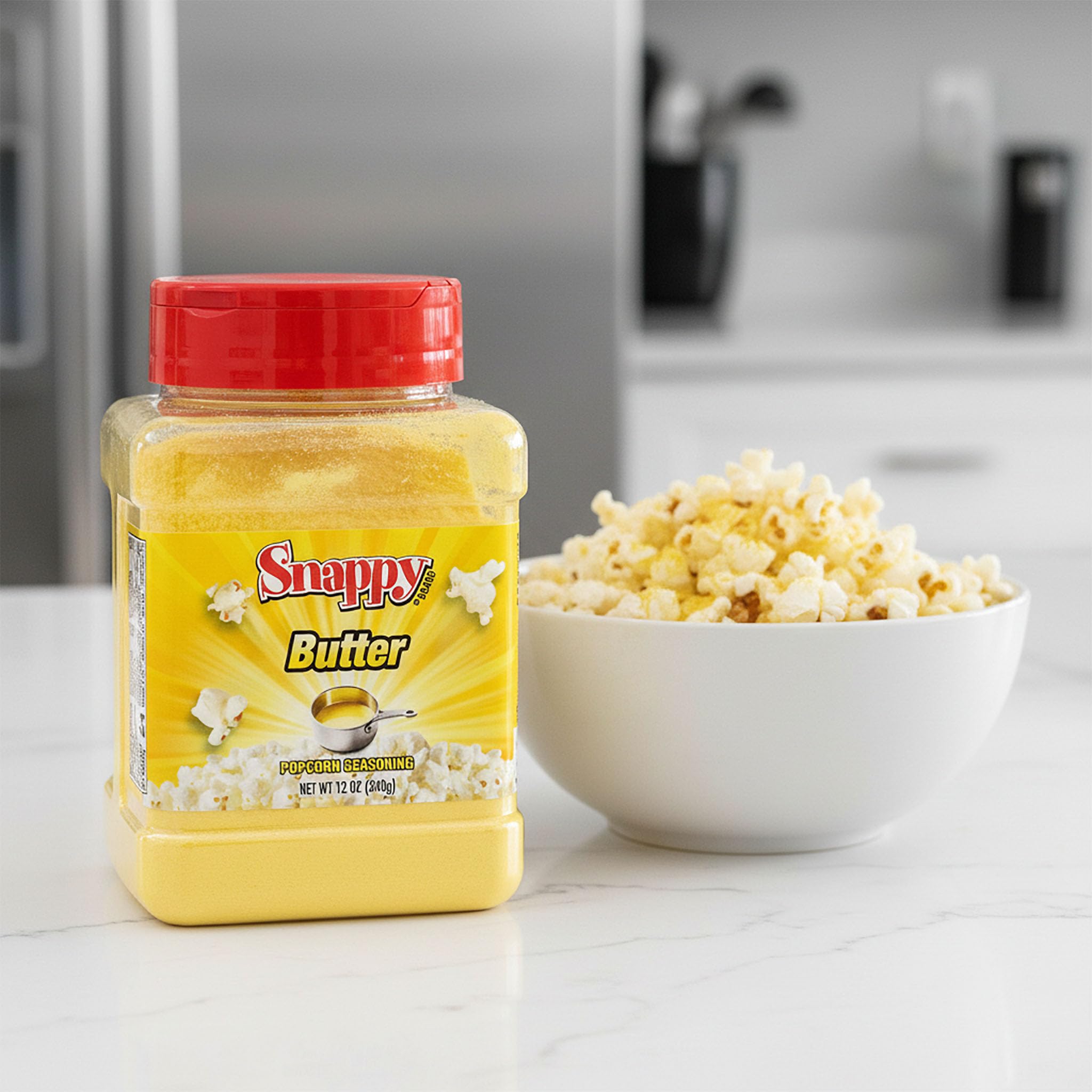 Snappy Butter Popcorn Seasoning, 12 oz, 12-Count Case, Bold Butter and Salt Flavor, No MSG Added