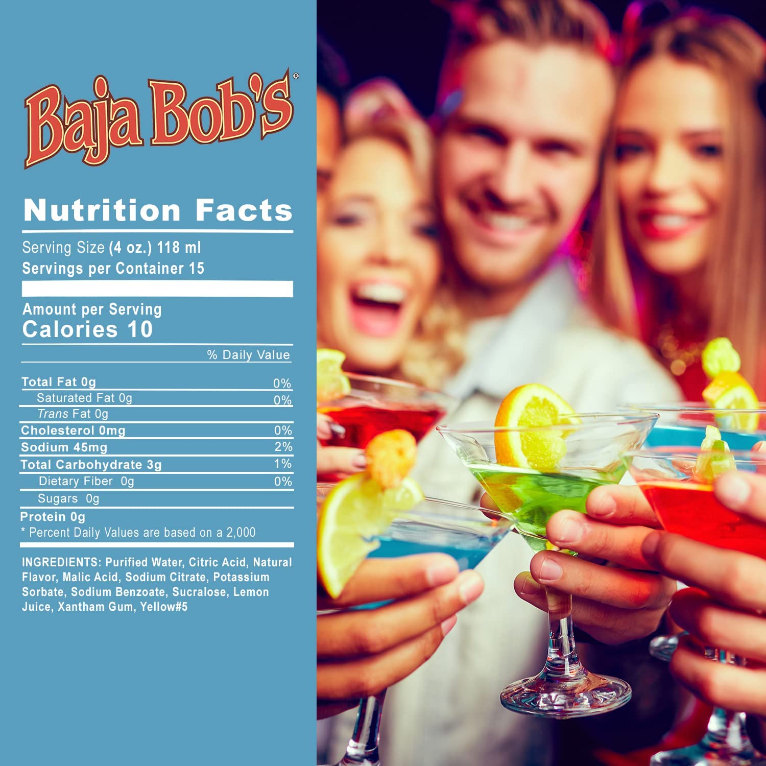 Baja Bob's Sweet n Sour Mix 1.75 L Bottle - Sugar Free Cocktail Mixer - Keto Friendly - Low Calorie - Low Carb - Non-Alcoholic Margarita Mix