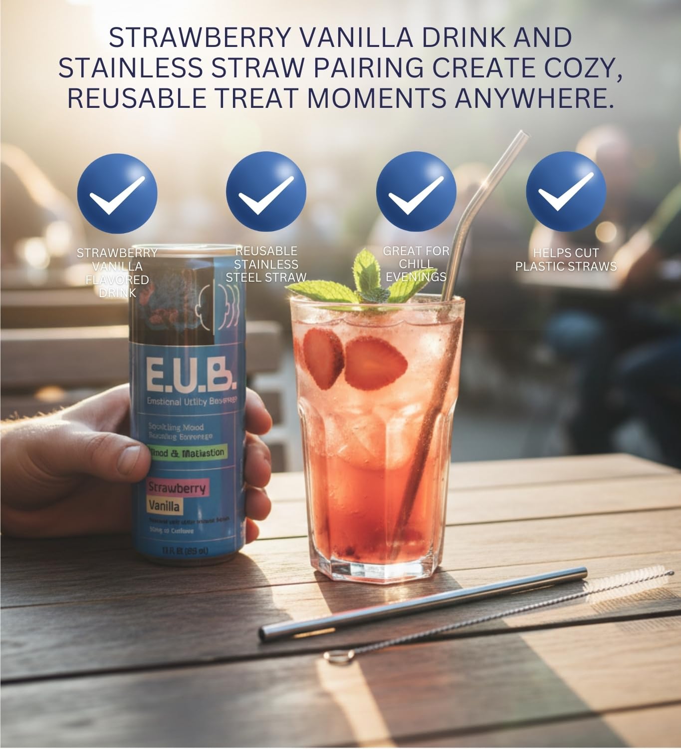 12x Beverage Strawberry Vanlla 12 FO Bundle with Straw Paper for Smooth Strawberry-Vanilla Drinking and Easy Sipping - Gift Set (13 Items)