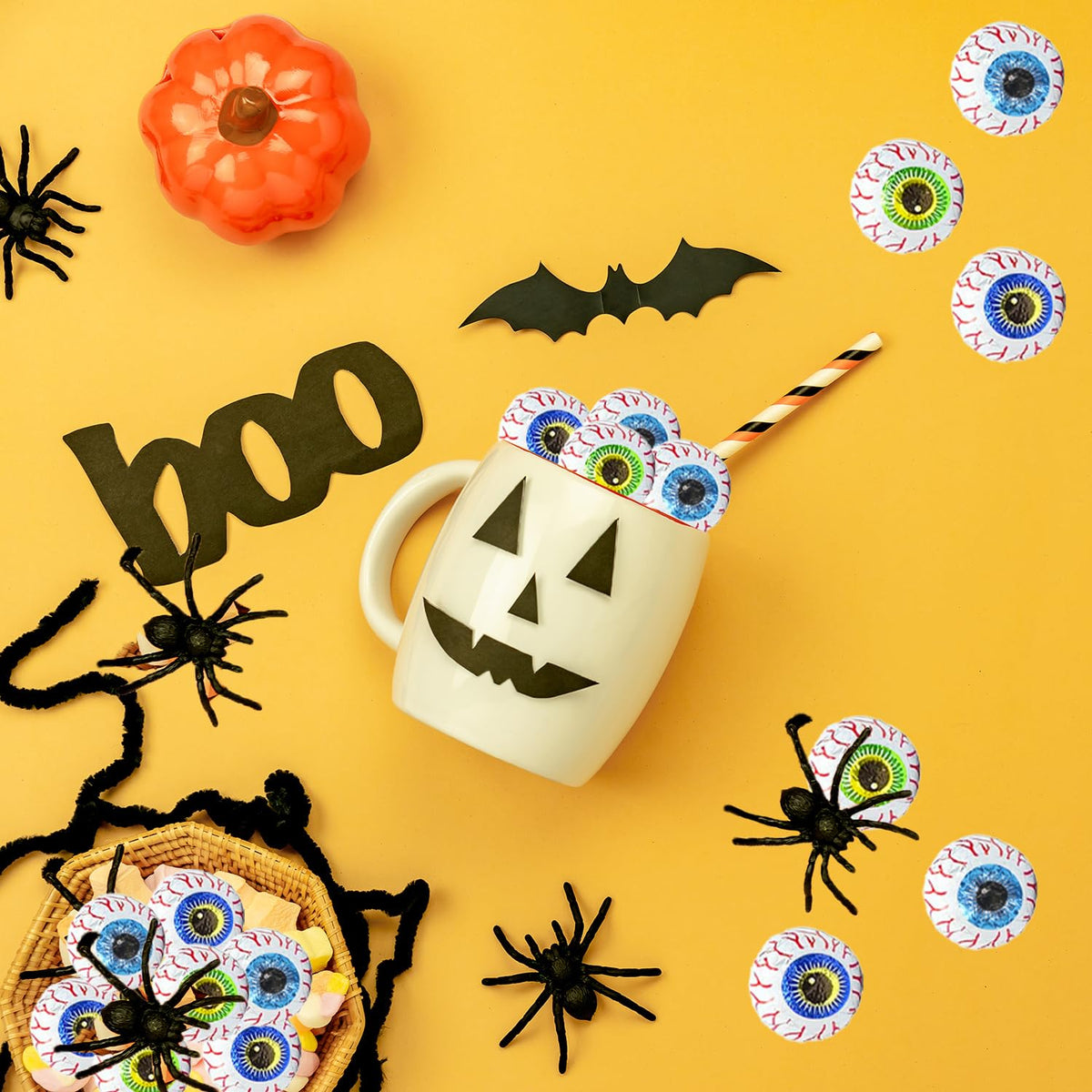 2 Pounds Halloween Double Crisp Chocolatey Eyeballs - Individually Wrapped Googly Eye Balls in Multicolor Foils for Trick-or-Treating, Party Favor Bag