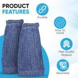 20oz Heavy Duty Cleaning Mop Head Replacement - Commercial Replacement, Wet Industrial Blue Cotton Looped End String Head Refill (10 Pack)