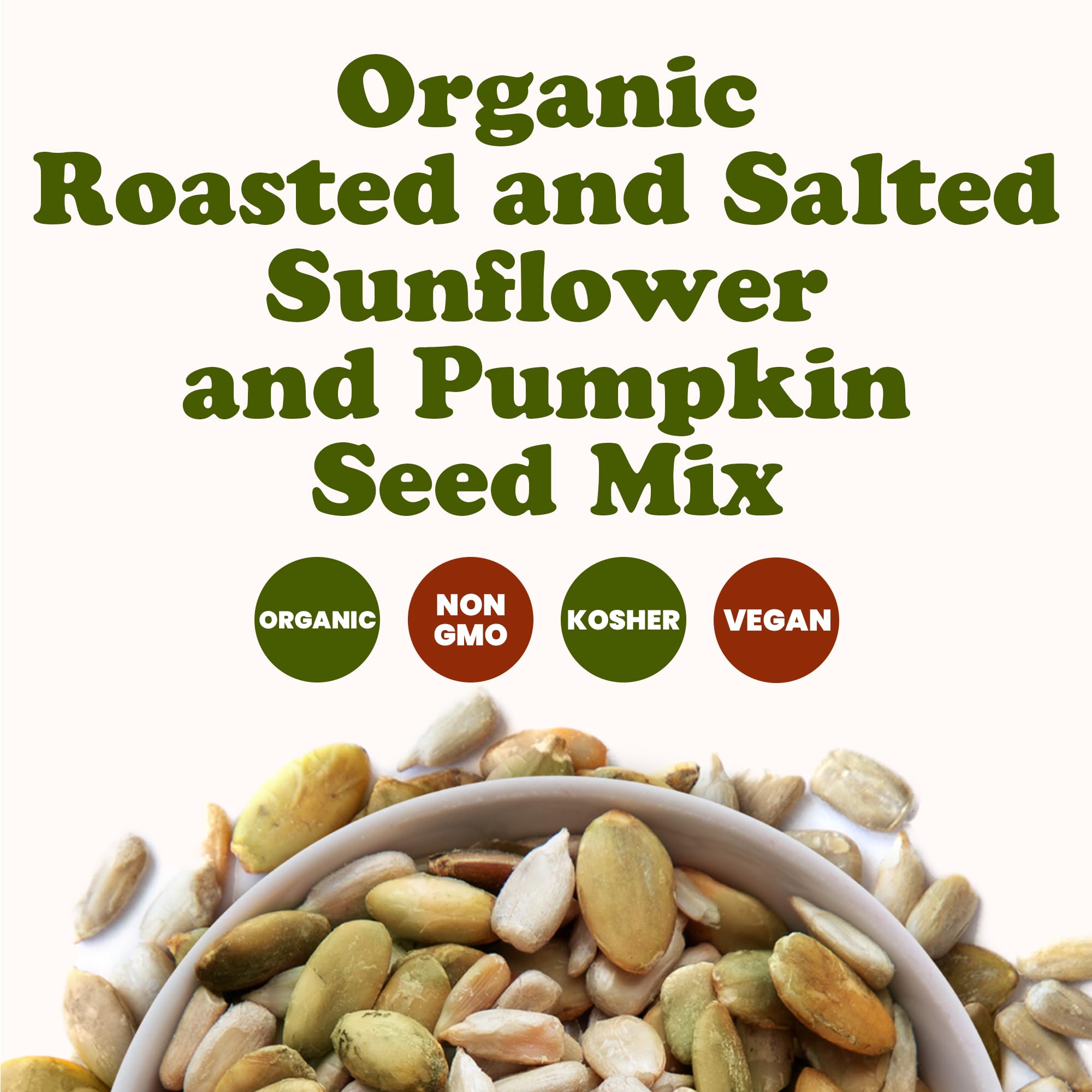 Food to Live Organic Dry Roasted Sunflower and Pumpkin Seed Mix with Himalayan Salt, 1 Pound - Oven Roasted, Lightly Salted, No Oil, Perfect