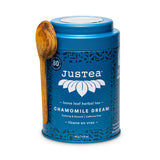 JusTea CHAMOMILE DREAM | Loose Leaf Herbal Tea | Tin with Hand Carved Tea Spoon |40+ Cups (1.6oz) | Caffeine Free | Award-Winning | Fair Trade |