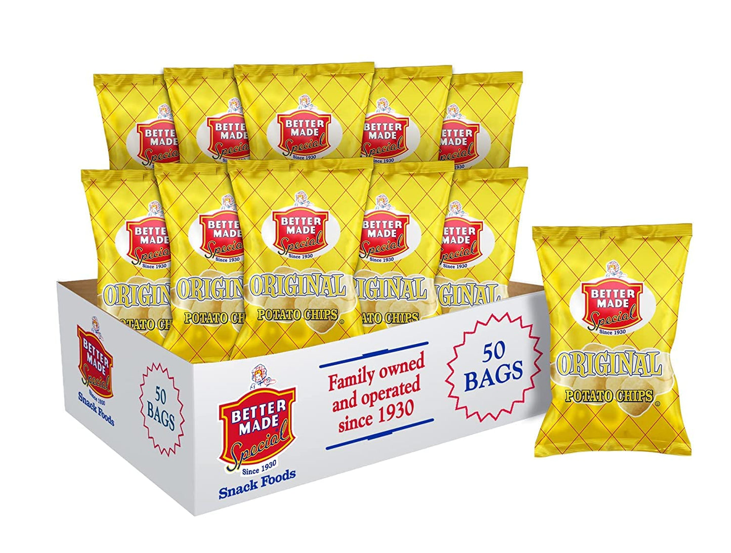 Better Made Special Potato Chips (Original) - 50 Pack - 50 x 1 oz. Bags - Crunchy, Individual Snacks Made from Fresh Potatoes - Detroit Family Owned
