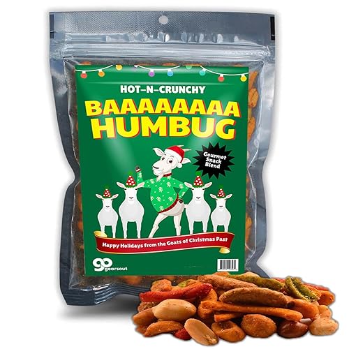 Bah Humbug Christmas Trail Mix Spicy Snacks for Goat Lovers Gift Basket Ideas for Stocking Stuffers for Dad Spicy Sriracha