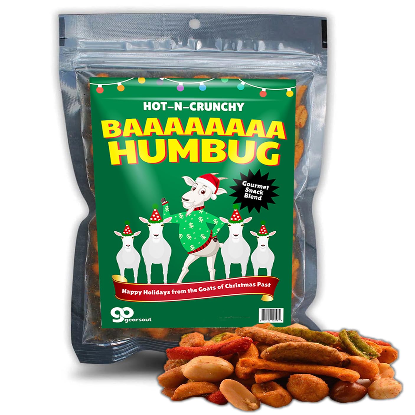 Bah Humbug Christmas Trail Mix Spicy Snacks for Goat Lovers Gift Basket Ideas for Stocking Stuffers for Dad Spicy Sriracha