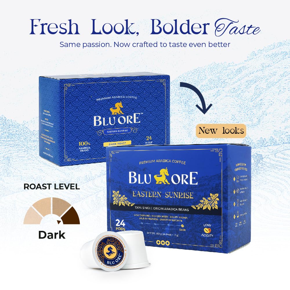 Blu Ore Premium Vietnamese Coffee Pods - Dark Roast - Recyclable & Compatible with most K-Cup brewers (24 Count) - 100% Arabica Coffee, No