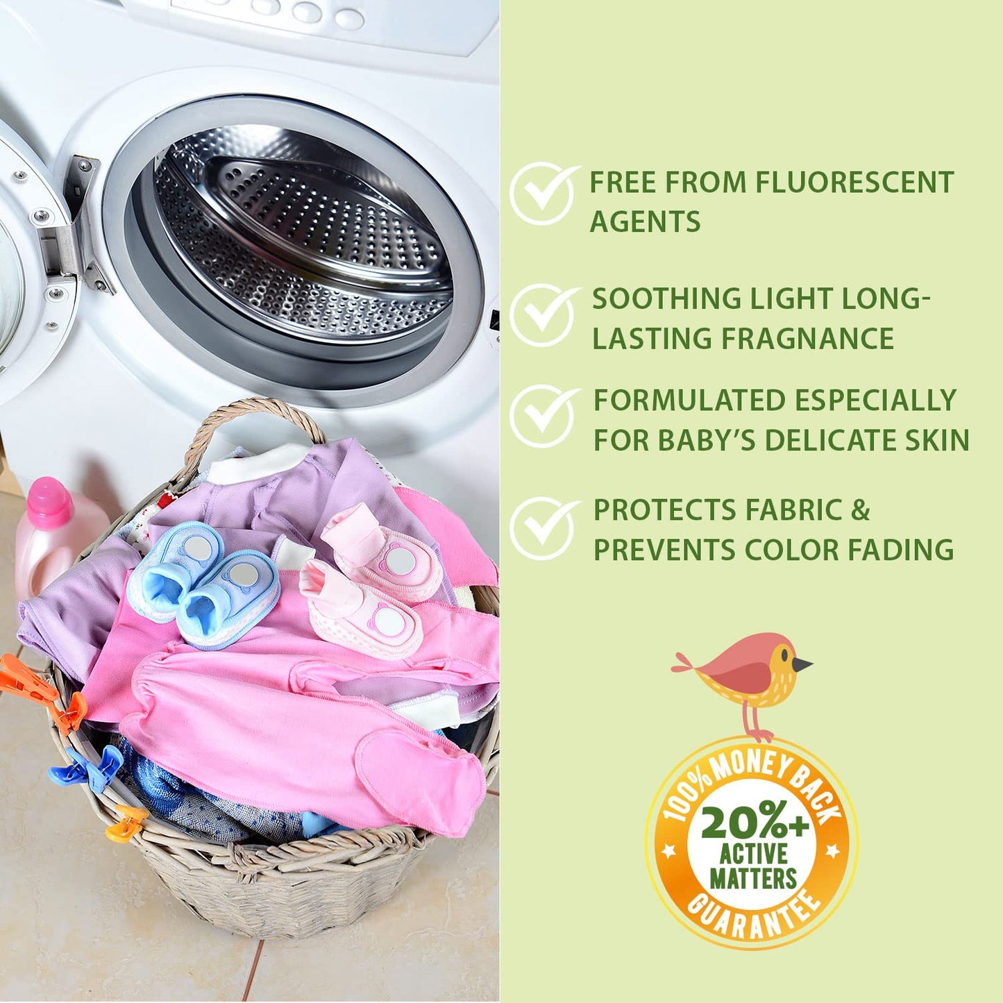 WBM Care Liquid Baby Laundry Detergent, 100 Loads | 68 oz | Gentle formula designed for baby clothes, ensuring effective cleaning and care
