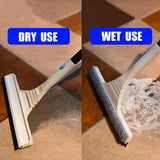 61" Window Squeegee with Long Extension Pole, 2-in-1 Streak-Free Glass Washer & Scrubber Kit with 2 Reusable Microfiber Pads & Clips, Professional