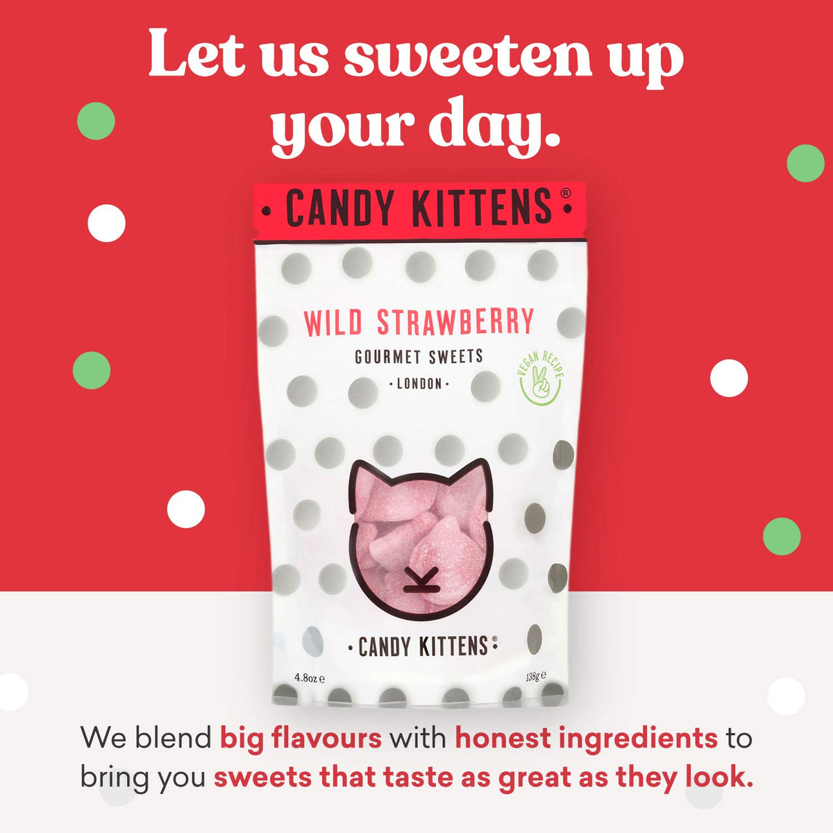 Candy Kittens Wild Strawberry Gourmet Vegan Sweets, 108g
