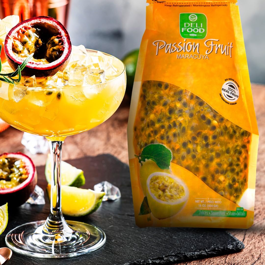 Passion Fruit Pulp with seed, No Added Sugar, Authentic Flavor, Maracuya Real fruit for Juices, Cocktails, Desserts, Refreshing Drinks, Sauces
