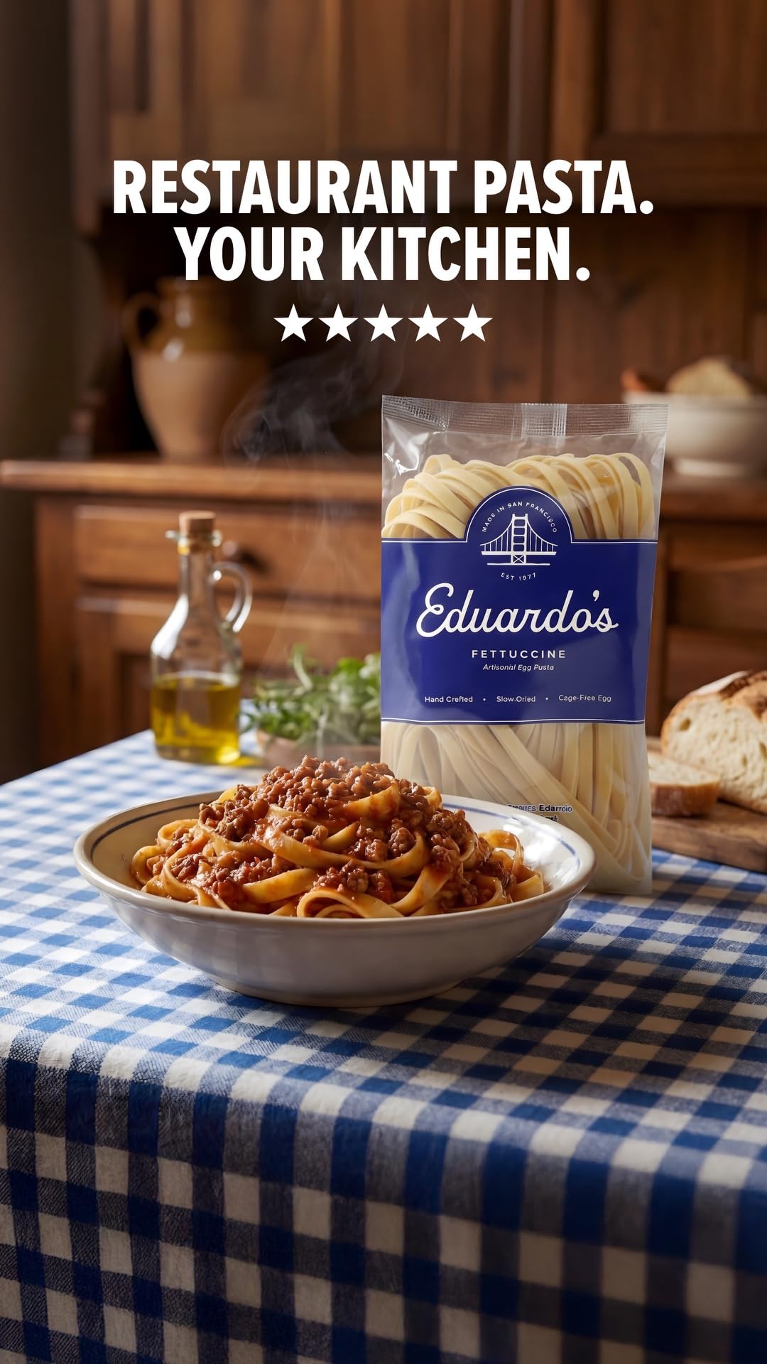Eduardo's Pasta Co. Pappardelle Pasta, Hand-Laminated Egg Pasta, Ambient Temperature Slow Dried, Artisan San Francisco Pasta Since 1977, 12oz (4-Pack)