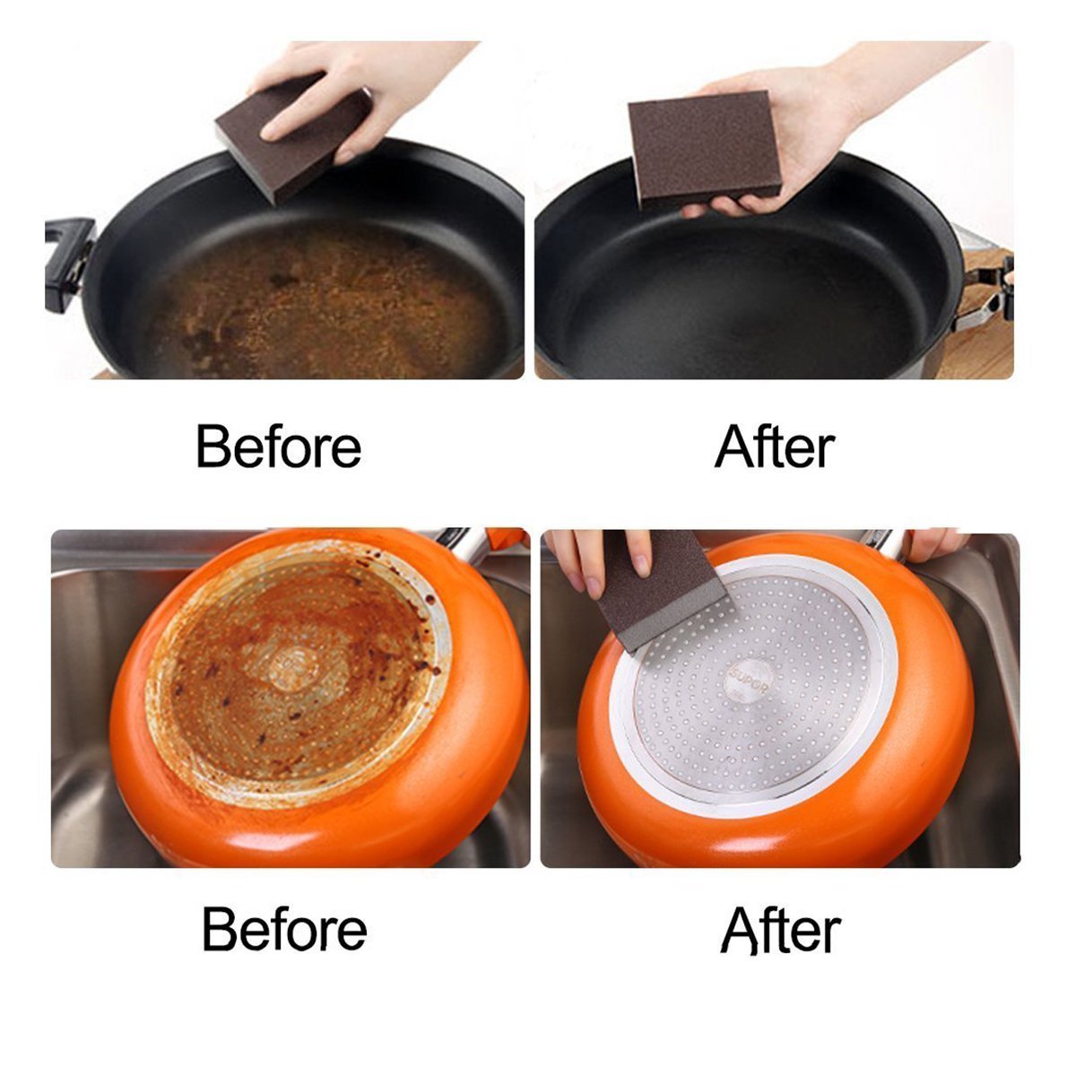 Qovydx 10 Pack Carborundum Sponges Nano Magic Emery Cleaning Sponge Rust Sponge for Pots and Pans Rust Remover Carborundum Nano Sponge