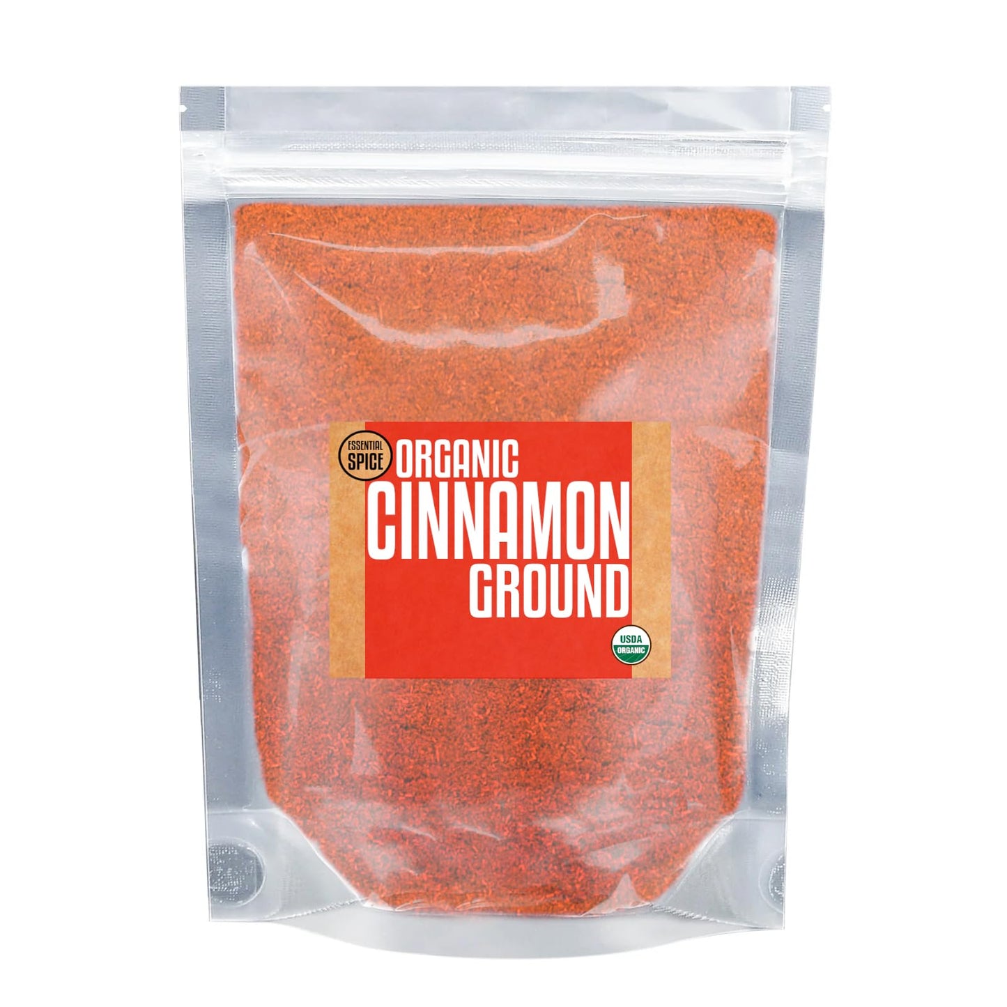 Essential Spice Organic Ground Cinnamon (Cassia) - Warm, Sweet & Aromatic Cinnamon Powder - Perfect for Baking, Beverages, Desserts & Savory Dishes