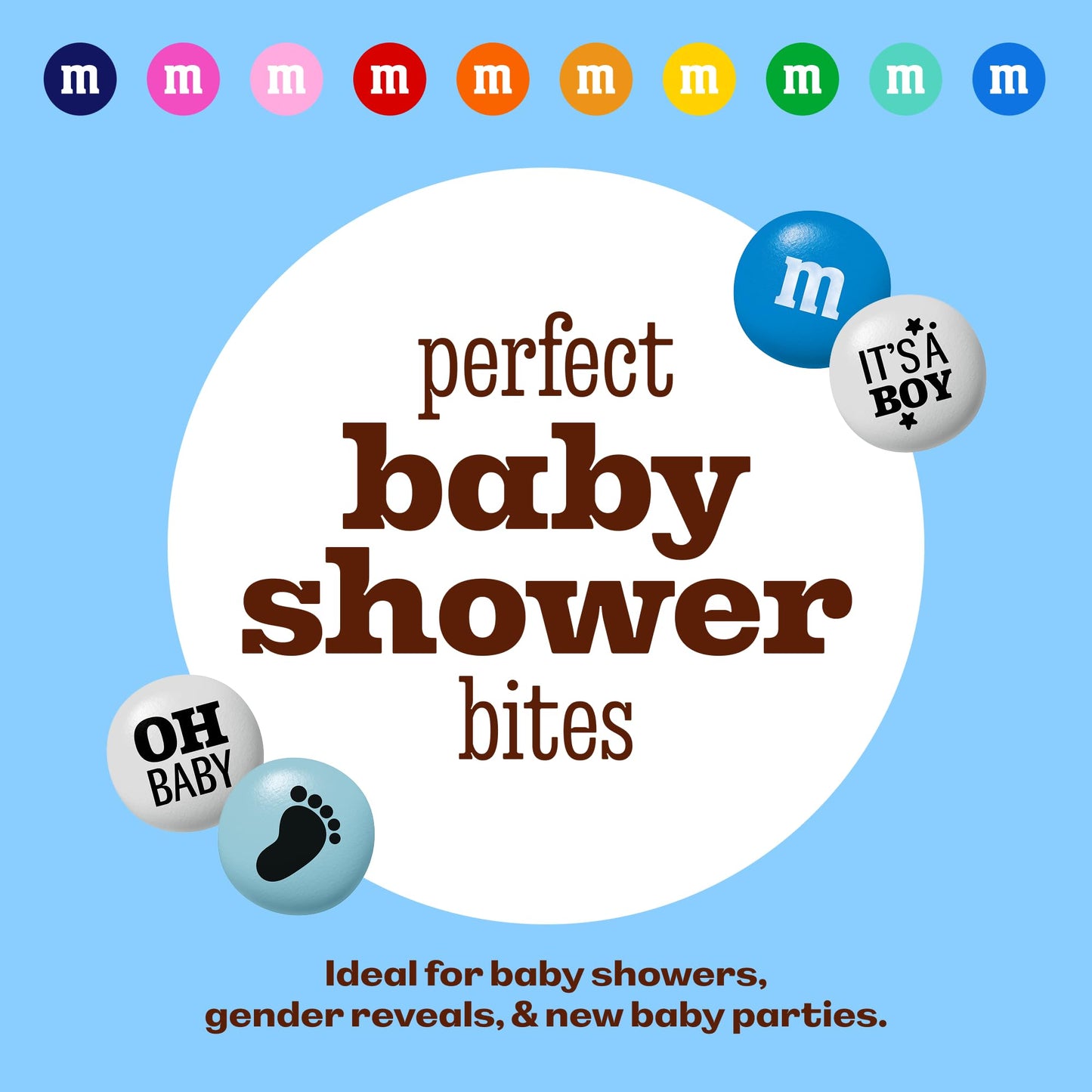 M&M'S World It's A Boy Milk Chocolate Candy 2lb Bag with White and Blue M&M'S for Baby Boy Showers Gender Reveal Parties and Baby Celebration Favors